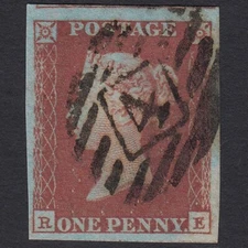 D42_24 GB QV 1841 1d PLATE 105 SG8-B1(1) RE FU 4 GOOD MARGINS LONDON IS 4