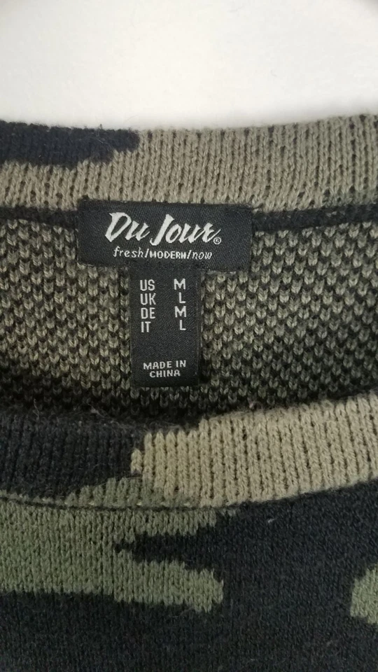 Du Jour para mujer talla Suéter Manga Larga Estampado Novedad Camuflaje Verde M Foto 3 de 4