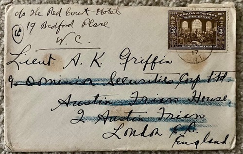 1917 3c Seal Ontario Canada to London England Redirected Classic Cover - Picture 2 of 3
