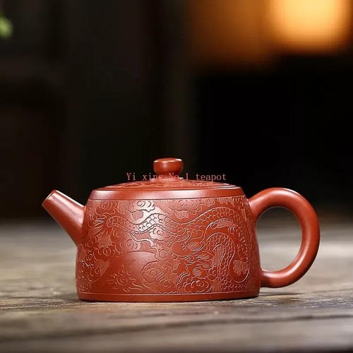 6.8oz Real Yixing Zisha Tea Pot Dahongpao Clay Marked Dragon Carved Jing Lan Pot - Picture 8 of 24