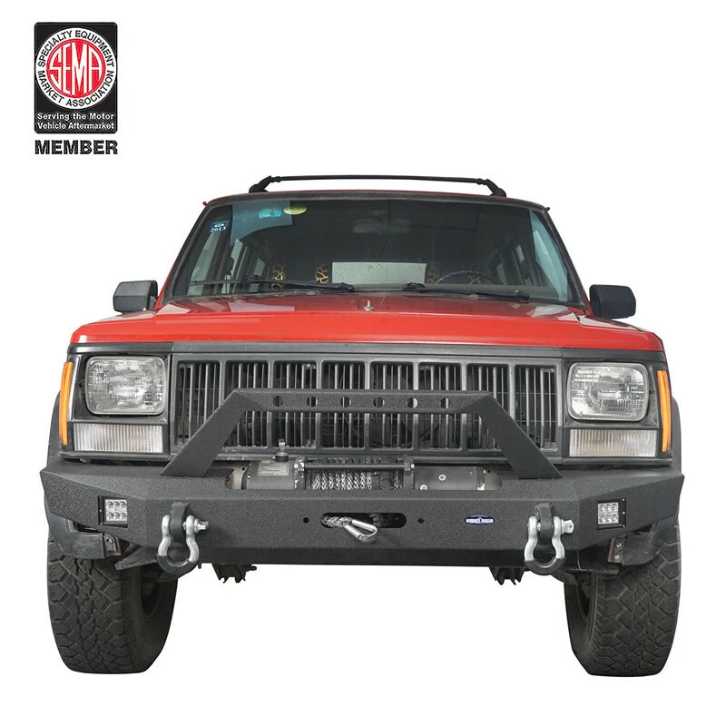 Heavy Duty Steel Front Rear Bumper w/ LED Light for 1984-2001 Jeep Cherokee XJ Foto 2 de 4