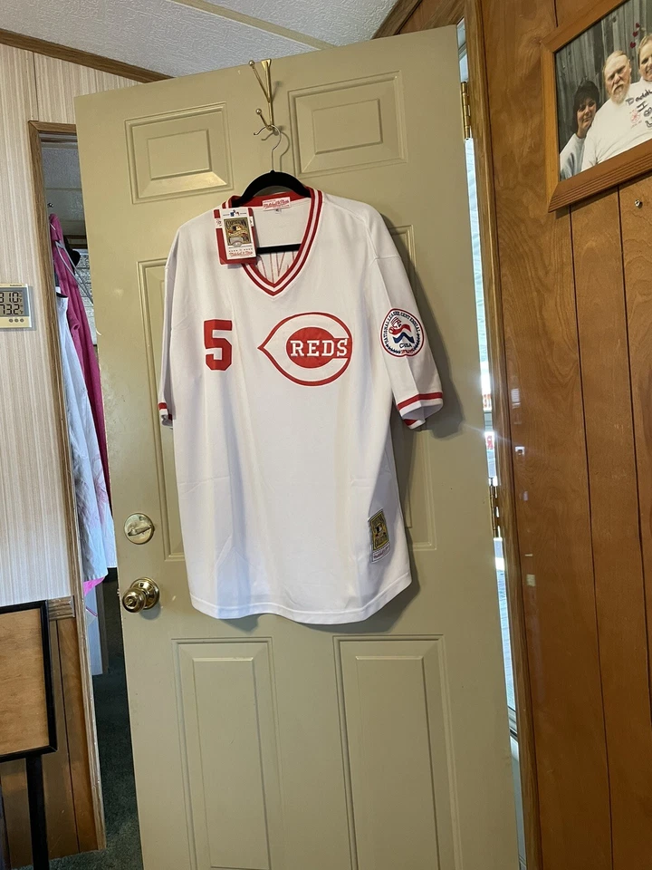 1976 Cincinnati Reds Johnny Bench MLB White Jersey Patches/ Men XL Mitchell/Ness - Image 4 of 4