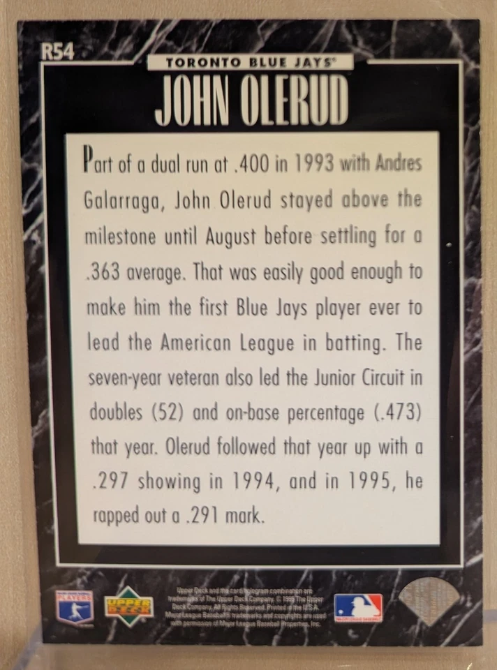 1995 Upper Deck PREDICTORS PRIZE #R54 John Olerud ULTRA RARE MAILED IN REDEEMED - Image 2 of 2