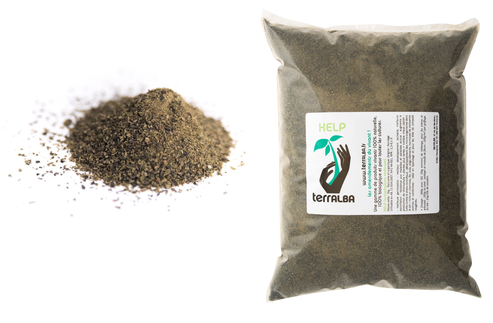 Kelp poudre 5kg TERRALBA engrais TCO de germination traitement stress pour sol et pulve