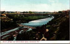 Antique Postcard Richmond Indiana Doran Bridge White Water River IN IND