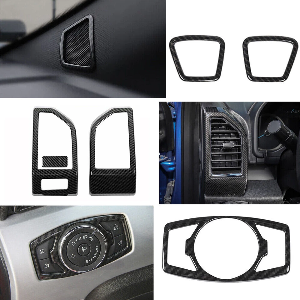 35x Carbon Fiber Interior full Decoration Cover Trim Kit For Ford F150 2015-2020 Foto 4 de 4