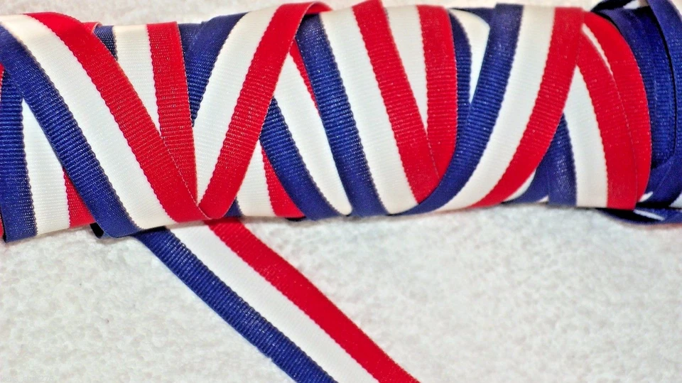 Cinta de grosgrain tejida a rayas patrióticas, Offray, lazos para el cabello rojo/blanco/azul 4 de julio Foto 2 de 4