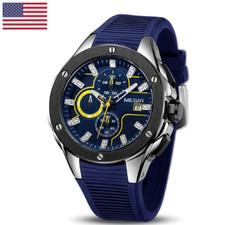 Luminous Quartz Watch Analogue Army Military Chronograph with Silicone Strap