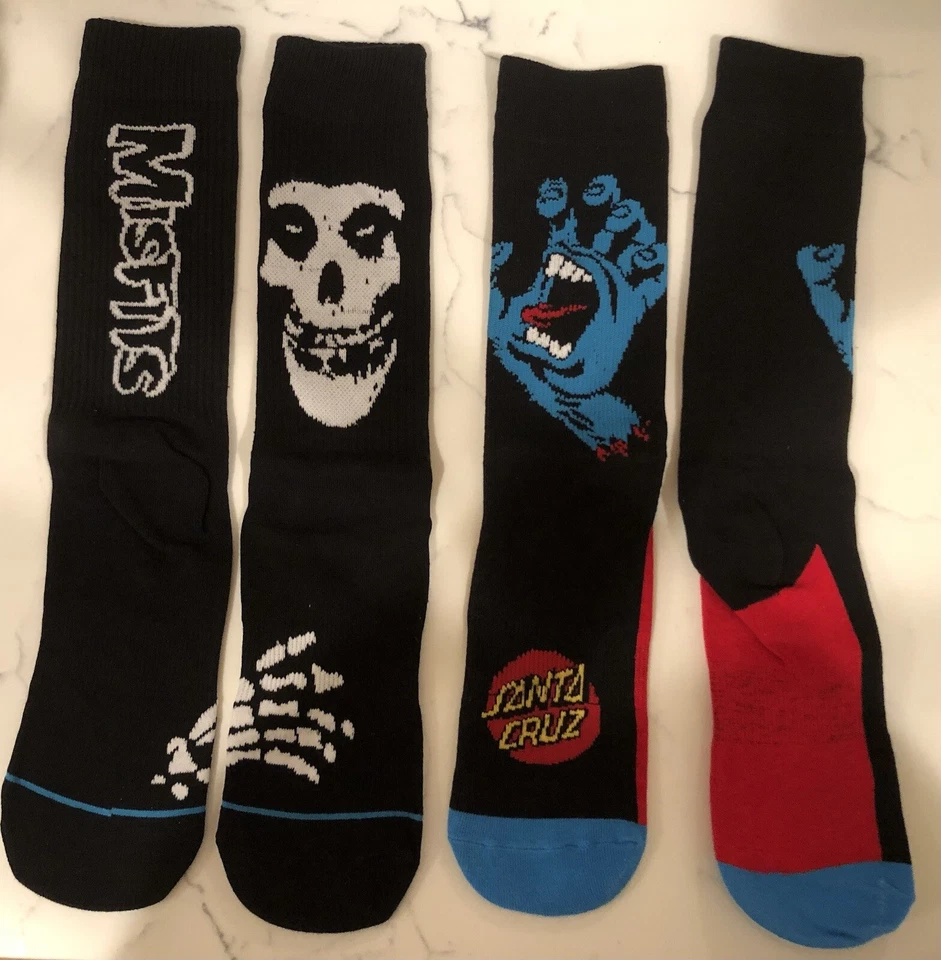 2 pares de calcetines: Misfits Santa Cruz Screaming Hand Rock and Roll Punk unisex 7-10 Foto 2 de 4
