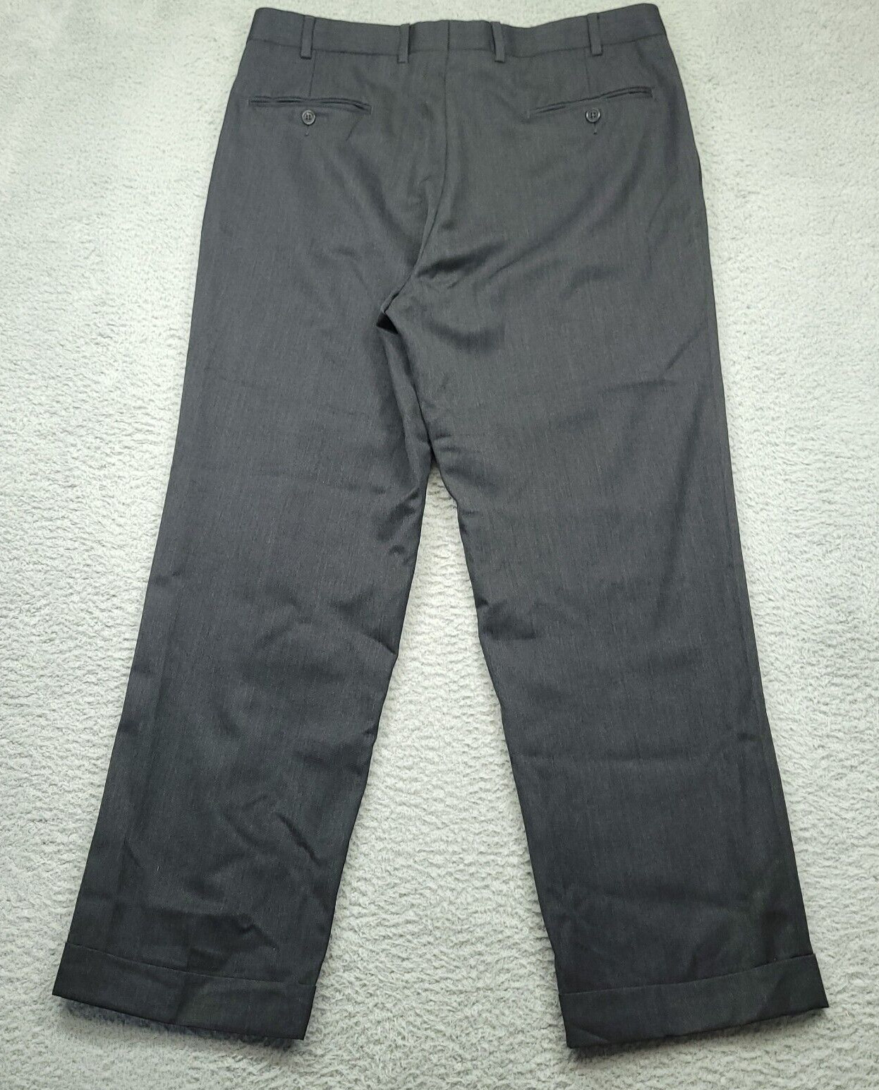 Brooks Brothers Men's 38x30 (36.5x30) Pants Black Pleated Cuffed Wool Trousers thumbnail 3
