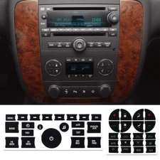 Black Vinyl AC Dash Button Repair Kit Decal Stickers Replacement for Chevy GMC