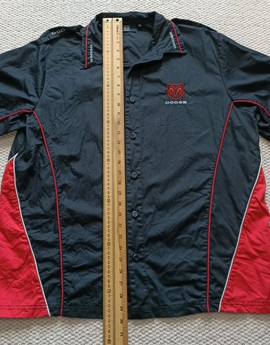 Dodge Motorsport Button Up Shirt Size XXL Black Red Work Shop Shirt Short Sleeve - Picture 4 of 10