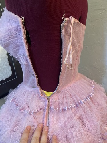 Vintage 1950s Prom Party Dress Pink Tulle Cupcake Full Skirt Sleeveless Pinup - Picture 7 of 10