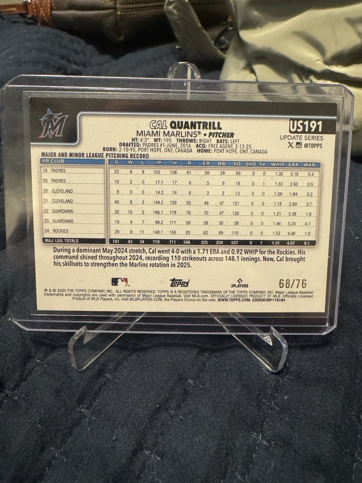2025 Topps Update-#US191 Cal Quantrill Independence Day /76  - Image 2 of 2