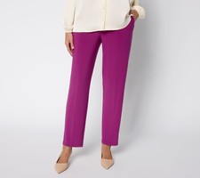 Susan Graver Regular LK Luxe Ava Slim-Leg Ankle Pants Berry Wish L New