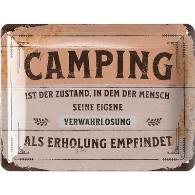 LANOLU Blechschild Camping Erholung Vintage Outdoor Deko - 15x20cm