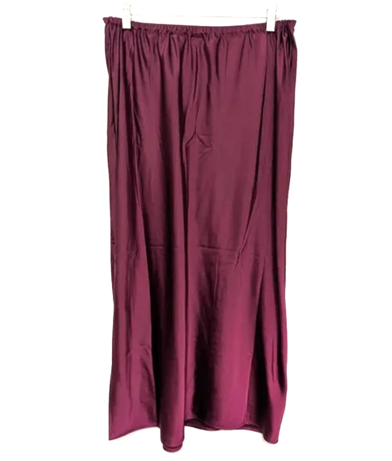 СТАРАЯ ТЕМНО-сливовая фиолетовая ЖИДКАЯ АТЛАСНАЯ ЮБКА MIDI Боковая Раздельная КОКТЕЙЛЬНАЯ Без застежек XXL - Изображение 3 из 4