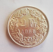 Switzerland 2 Francs 1965 XF++ Helvetia 10.0 g Silver