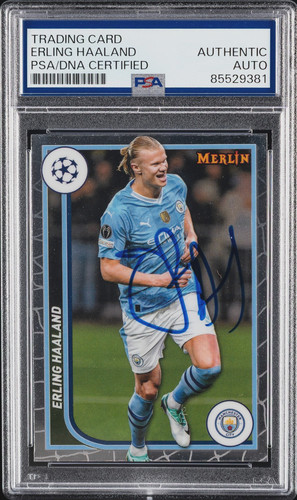 2023-24 Topps Merlin UEFA UCC Erling Haaland Signed #73 PSA AUTHENTIC AUTO