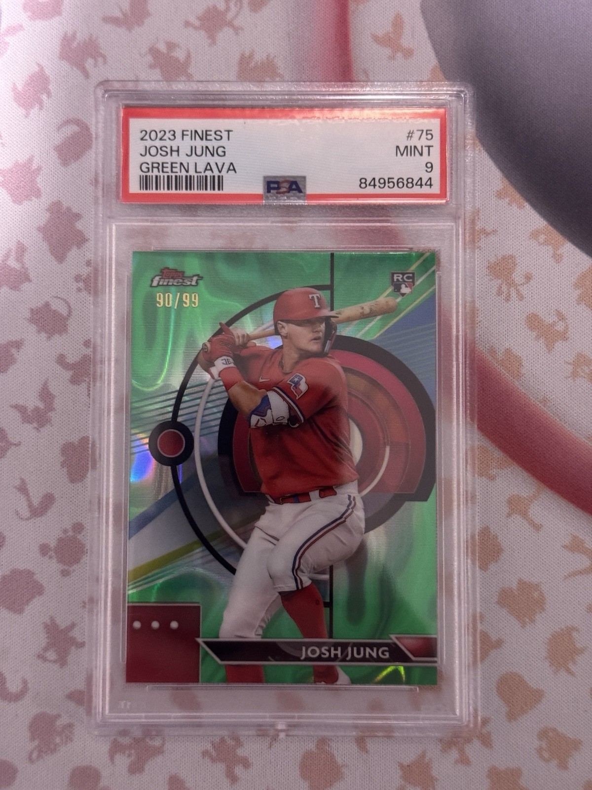 2023 Topps Finest - Josh Jung #75 Green Lava Refractor /99 (RC) PSA 9