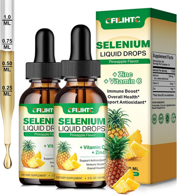 2 Pack Selenium Liquid Drops, 200Mcg Liquid Selenium Supplement with Vitamin ...