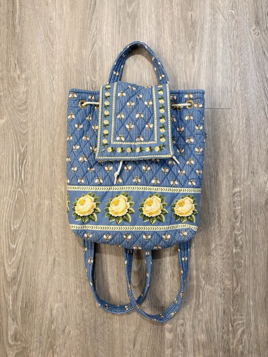 Retired Vera Bradley Mimi Drawstring Backpack in Floral Blue and Yellow Vera Bradley Elizabeth Mimi quilted backpack | Mercari main image 3