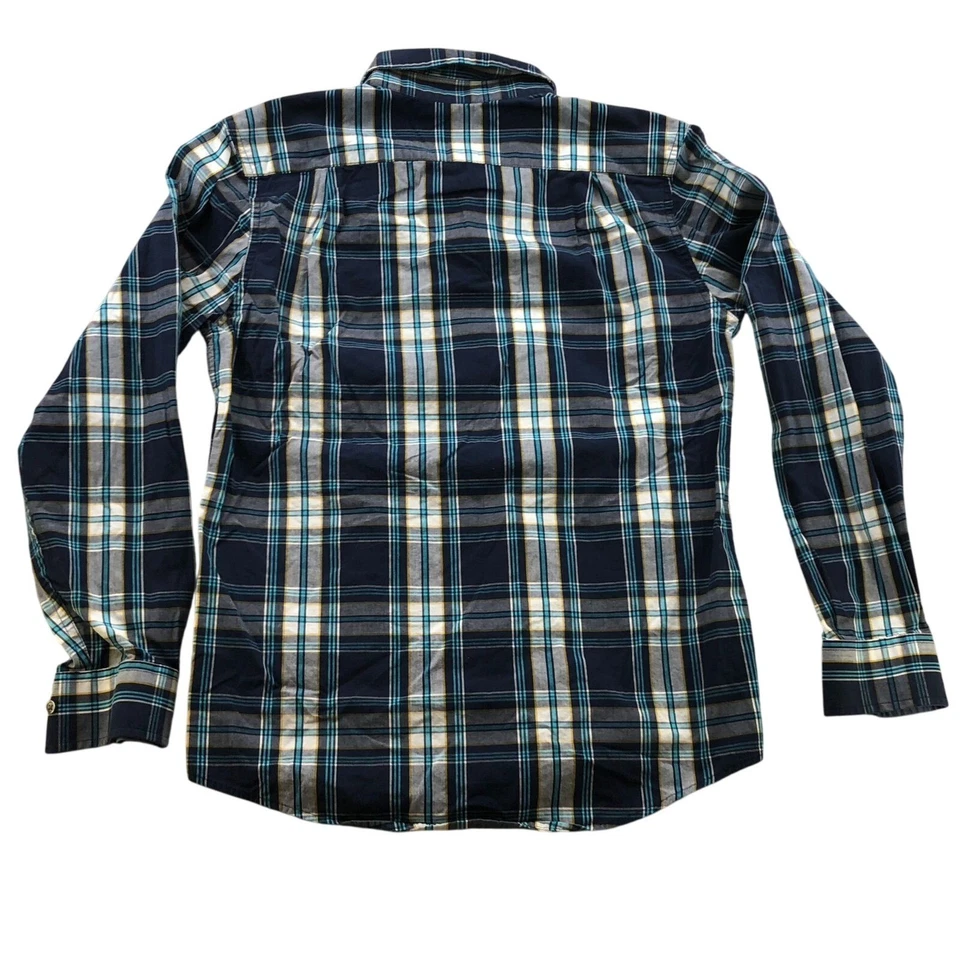 George Mens Shirt Small Plaid Long Sleeve Classic Fit Button Down Casual Blue - Image 2 of 4
