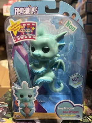 Fingerlings Noa Blue Baby Dragon Fingertip Figure Toy 40+ Sounds WowWee New