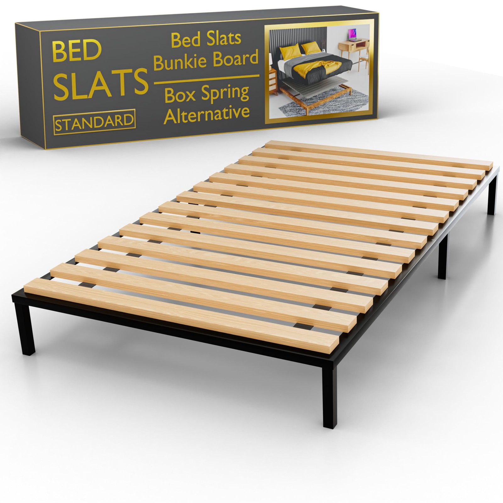 Treaton 0.68in Horizontal Wooden Bunkie Board Bed Slats 72x3