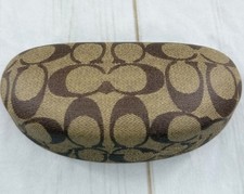 Coach Signature Monogram Hard Shell Eyeglass Case Brown Tan