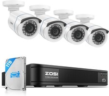 ZOSI H.265 5MP-Lite 8CH DVR Outdoor 1080P CCTV Security Camera System 1TB HDD