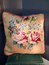 Vintage Needlepoint Traditional Floral Rose C...