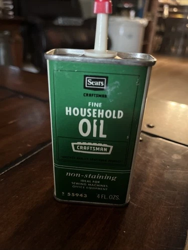 Vintage Sears Craftsman Fine Household Oil Handy Oiler Tin Empty Oil Can
