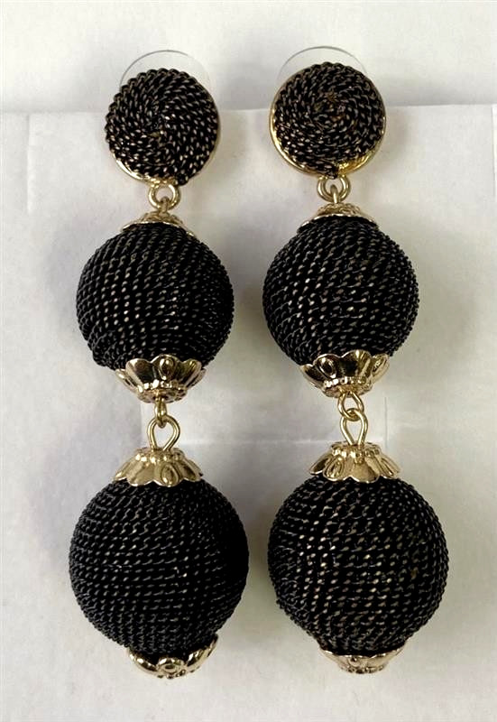 QVC The Shailene - Graduated Sphere Drop Earrings Black