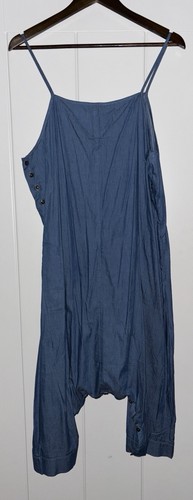 Damen Chambray Träger Denim Harem Jumpsuit Gr. XL Freizeit Strand Basic Alltag - Bild 2 von 11