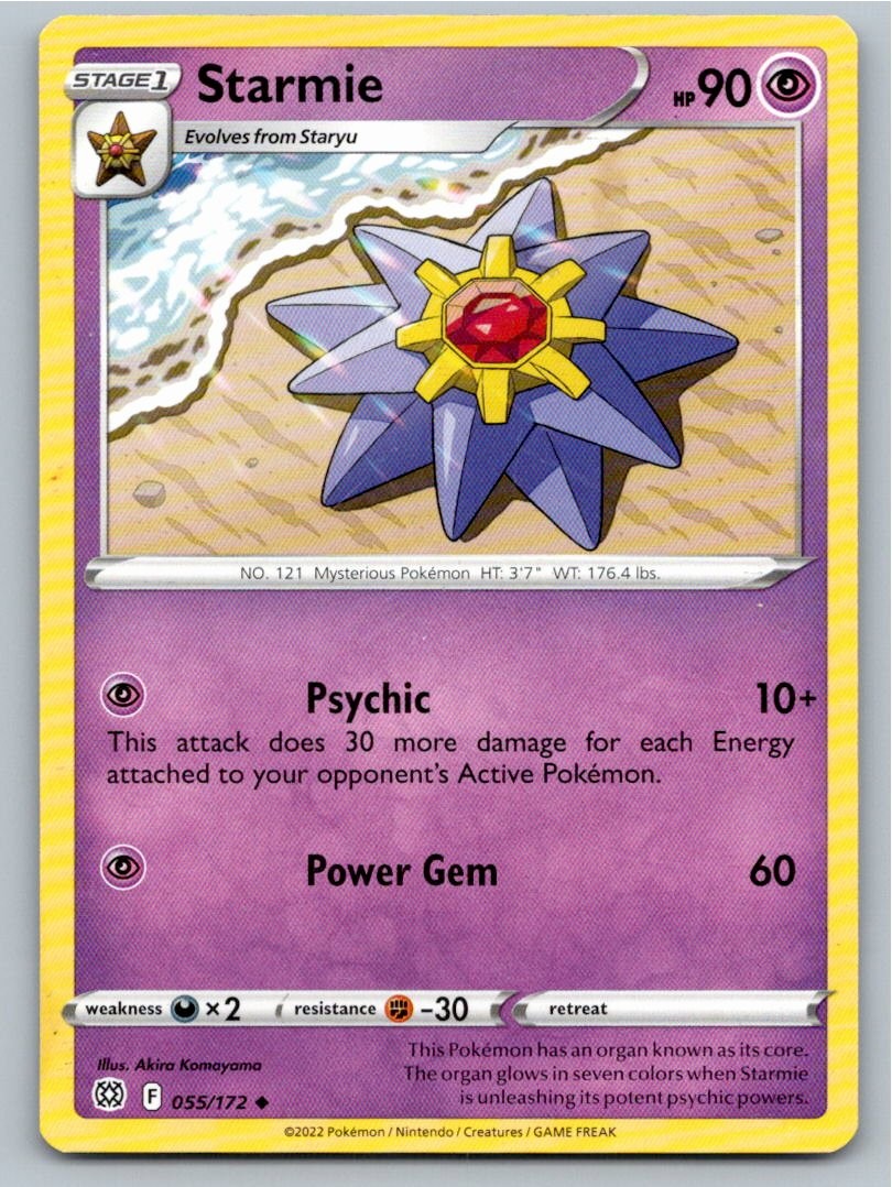 2022 POKEMON STARMIE BRILLIANT STARS 055/172 UC NM A91681 FREE S&H