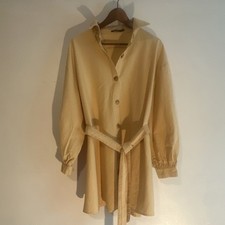 Nasty Gal Beige Corduroy 100% Cotton Belted Button Shirt Dress Size 18 Plus