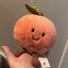 Fuzzy Peach Plush Bag Charm Keychain by Jellycat Amuseables Collectible NWT