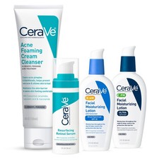 CeraVe Acne Skin Care Set, 5oz Foaming Cream Cleanser Bundle, White