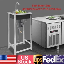 Commercial Stainless Steel Sink Outdoor Single-Bowl Utility Sink With Faucet US
