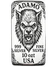 10 oz Silver Art Bar 999 - Werewolf - Exclusive Limited Edition - Adamo Metals 104.00 per troy oz