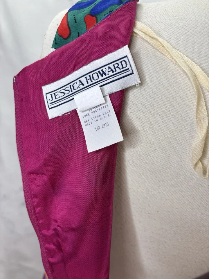 Vestido Vintage Años 90 Funda Estampado Floral Colorido Hippy Talla 8 M Abstracto Motivo Artístico Foto 2 de 4