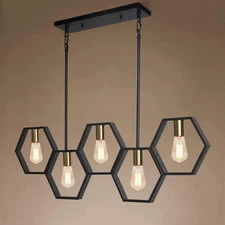 5-Light Dining Room Light Fixtures over Table, Industrial Kitchen Island Lightin