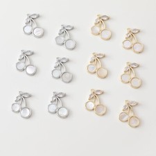 4pcs CZ Pave Cherry Charm,Cubic Zirconia Cherry Pendant,Shell Cherry Charm