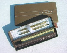 Cross 10K Gold Ladies Pen and Pencil Set 454105 w Leather Case Gift Box INGEBORG