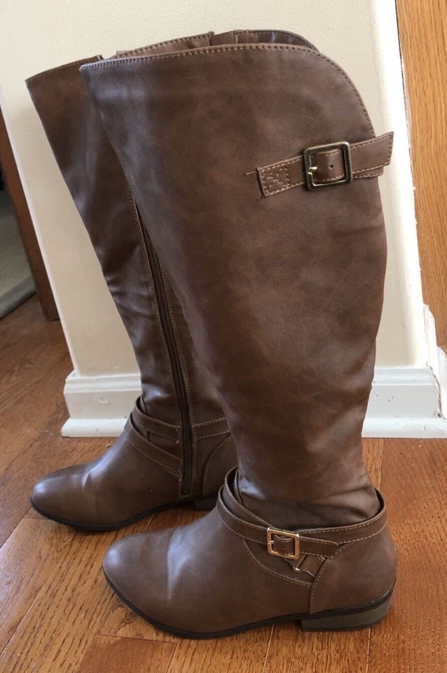 Material Niña Botas Altas Coñac Talla 7.5 M Hebilla Cremallera Caja MCAPRI Forradas Foto 3 de 4