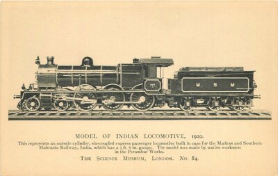 1920s Model of Indian Locomotive Science Museum London #84 Postcard 20-10109