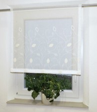 Scheibengardinen Gardine Vorhang Bistrogardine weiß Stickerei Blätter  modern