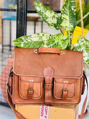 Handmade Inspire Leather Vintage Laptop Messenger Briefcase Bag Satchel