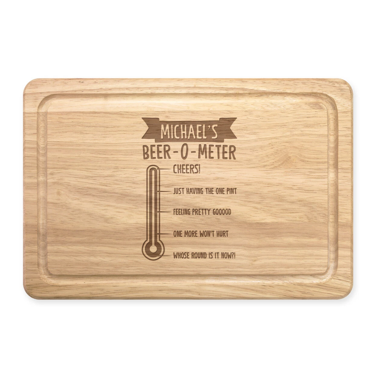 Personalised Chopping Board Beer O Meter Wooden Custom Dad Uncle Grandad Funny